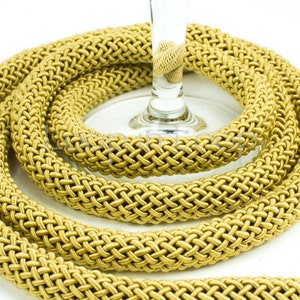 Light yellow Gold SILK 10mm thick cord soft chunky Mesh Pattern woven rope necklace tube organic silk braided w polyester core -by the foot