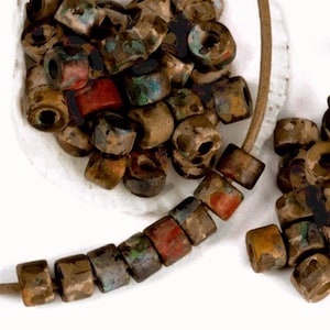 10% DE DESCONTO, mini tubo de cerâmica de 6 mm, contas Mykonos, mistura de ferrugem de outono, 6 x 4 mm, cores terrosas, fabricação de joias, materiais para artesanato faça você mesmo, 30, 50 ou 100 peças