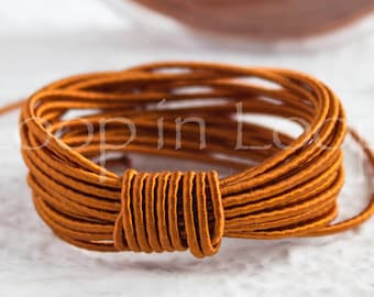 Copper Brown SILK cord Wrapped Silk Satin Cord rope 1.5 mm thick organic natural hand spun silk polyester core for Jewelry (3 feet)