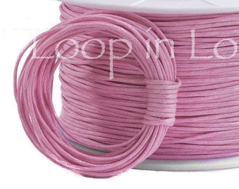 1mm Waxed Polished Cotton Cord, Pink Rose Blush Braided String, Macrame friendship bracelet Necklace, High quality Beading Cord, 30feet