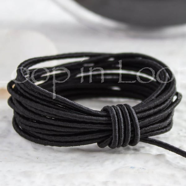 Black Ebony SILK cord Wrapped Silk Satin Cord rope 1.5 mm thick, organic natural hand spun silk, polyester core, for Jewelry (3 feet)