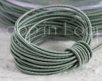 Green Blue Jade SILK cord Wrapped Silk Satin Cord rope 1.5 mm thick organic natural hand spun silk polyester core (3 feet)