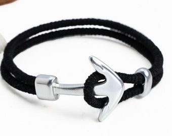Nautische Armbandschließe, Anker Haken und Schiebeperle, für 3 mm oder 6mm Rundschnur, Schmuckherstellung, europäische hochwertige große Schließen