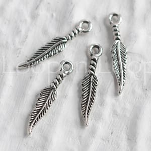 10%OFF Mykonos Feather Charms, Antique Silver, 25mm Greek Casting Metal Charm Boho Native Indian Tribal feathers, 4pieces pick quantity image 2