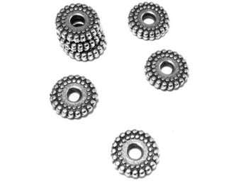 8 mm verzilverde ringkraal, zamak spacer, voor 2 mm koord, boho-kralen schuifkralen, sieraden maken, 8 x 2 mm, aantal stuks