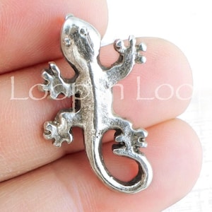 Grote Mykonos-gekkohanger, antiek zilver, 1 1/4 inch hagedisbedel, Griekse kralen, Boho Native tribal, sieraden maken, 1/2/4st