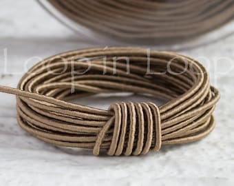 Cordon de SOIE taupe, corde de cordon de satin de soie enveloppée de 1,5 mm d'épaisseur, soie filée à la main naturelle organique, âme en polyester, pour bijoux (3 pieds)