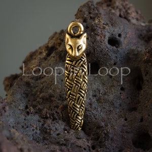 Pharaoh Egyptian Cat goddess Charm, Ancient Mummy Cat Charm, Antique Gold Boho pendant, Double Sided, lead free Pewter, USA made