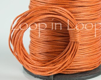 1mm Orange Waxed Polished Cotton Cord, Braided String, for friendship bracelet and Macrame Necklace, High quality Beading Cord, 30feet