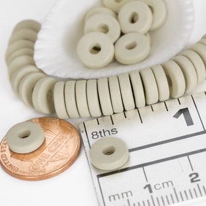 25%OFF, 8mm ceramic washer beads, Beige cream stone, Round Spacers, Mykonos beads, Flat Washers Disk, Greek beads - pick qty