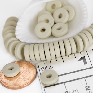 10%OFF, 8mm ceramic washer beads, Beige cream stone, Round Spacers, Mykonos beads, Flat Washers Disk, Greek beads, pick qty
