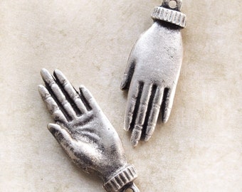 Heilende Hand Charms, versilbert Hamsa Hände Anhänger, European Beads, Boho Boho Hand, Schmuckherstellung -WHOLESALE (2-20 Stück)