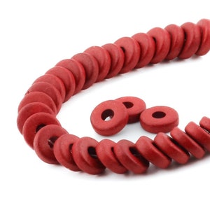 10%OFF, Mykonos beads, 8mm round washer, Bright Red clay beads, Round Spacers, Flat Washers Disc beads, Greek Ceramic beads, pick qty