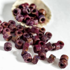 25%OFF Mykonos Greek Ceramic bead Mini Tube 6X4mm Speckled Melitzania Purple 30 Beads Autumn colors craft jewelry supplies DIY