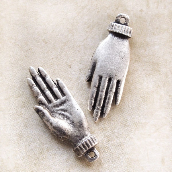 Colgantes antiguos de plata con forma de mano sanadora, colgante Hamsa estilo bohemio, cuentas europeas (de 2 a 20 unidades).