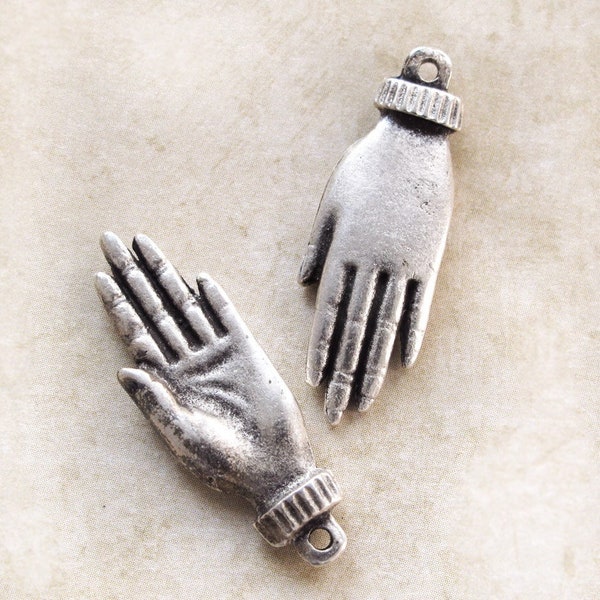 Healing Hand Charms, Silver Plated Hamsa hands Pendant, Greek Mykonos beads, Bohemian boho hand, jewelry making -WHOLESALE (2-20pcs)