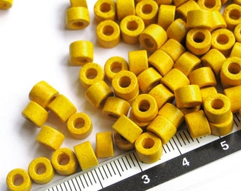 25%OFF, Mykonos Greek Ceramic Mini Tube Beads, Yellow, 6X4mm, rustic bohemian boho spacer Beads, jewelry making, Diy -30pcs