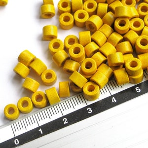 10%OFF, Mykonos Greek Ceramic Mini Tube Beads, Yellow, 6X4mm, rustic bohemian boho spacer Beads, jewelry making, Diy -30pcs