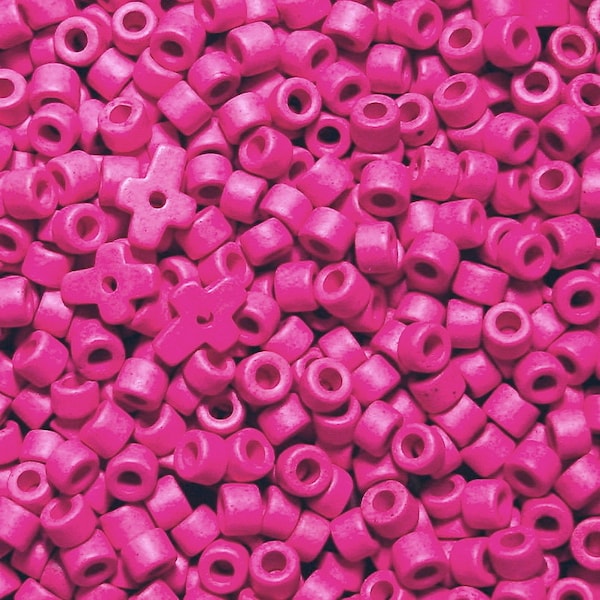 25%OFF Mykonos Greek Ceramic Mini Tube Beads 30 fuchsia Pink 6X4mm Mykonos Beads Spring Sewing embroidery scrapbooking supplies Diy