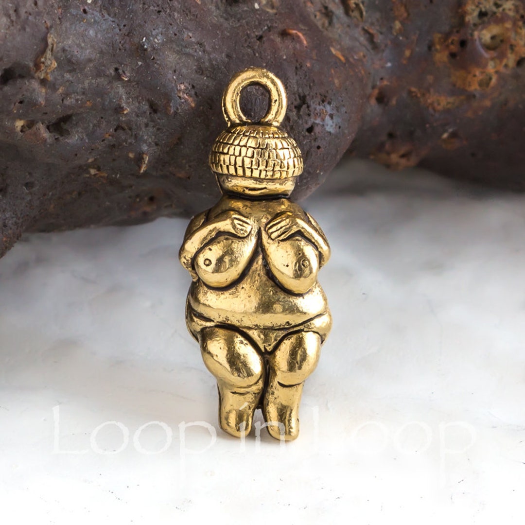 Gold Venus Charm, Mother Earth Pendant, Fertility Goddess, Cycladic