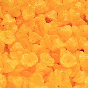 5x7mm Czech Pressed Glass Bell Flower Beads, 5 Point rustic Bellflower, Matte crocus yellow, light orange, for jewelry making, 25pcs