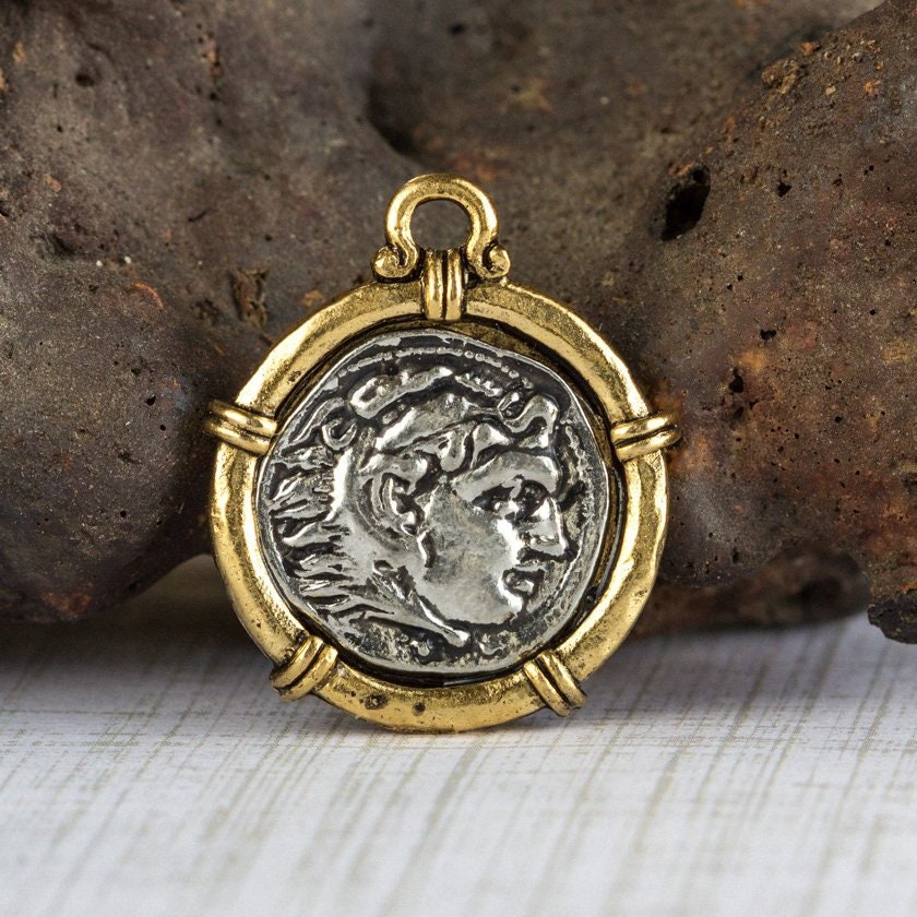 アレクサンダー大王ペンダント、ツートン、古代ギリシャの銀貨