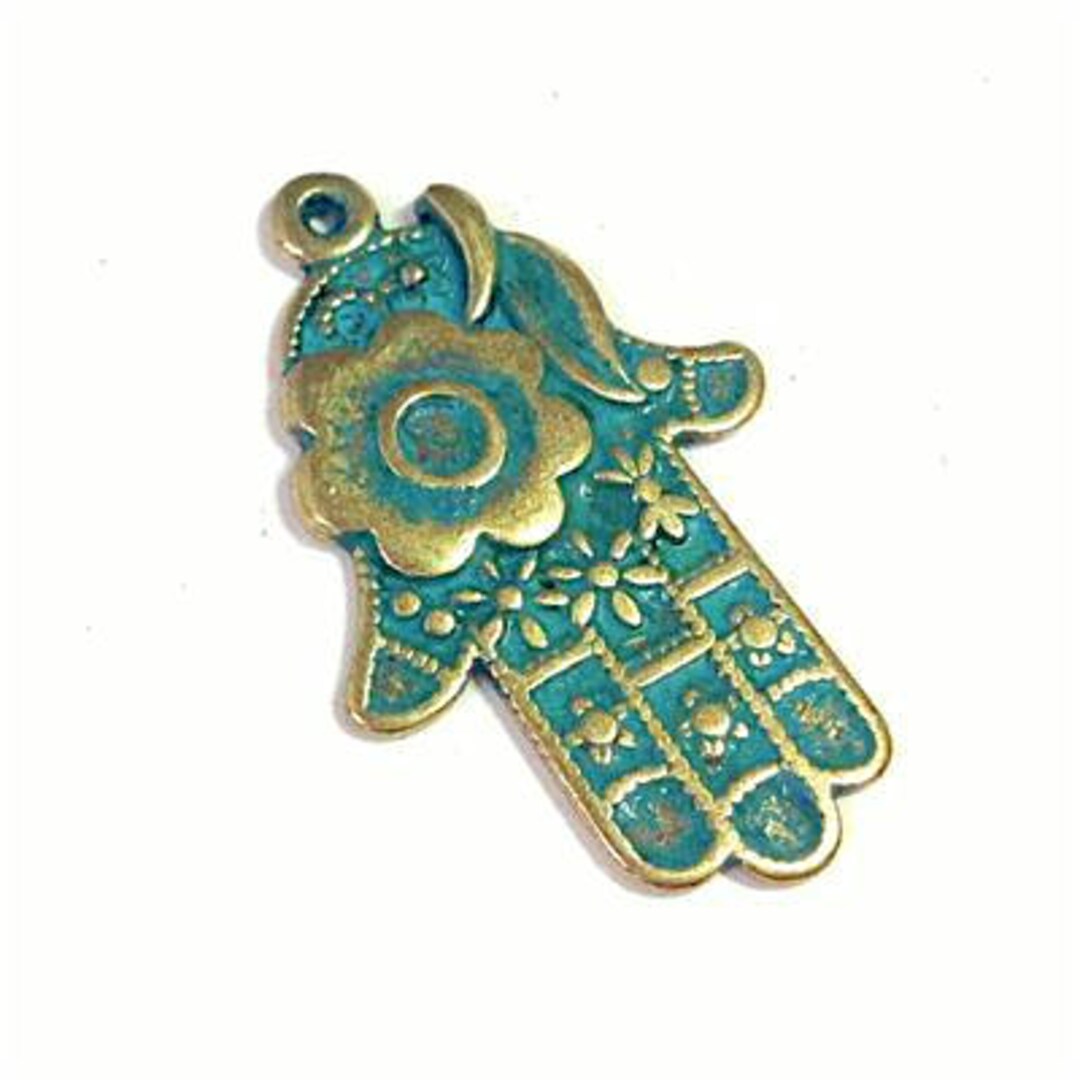 10OFF Hamsa Hand Fatima 19x29mm Greek Casting Charm, Hamsa Pendant