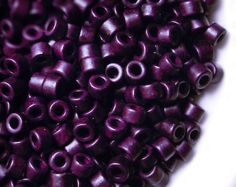 10%OFF, 6X4mm ceramic mini tube, Mykonos Greek Beads, eggplant purple, jewelry making, DIY - 30 pcs