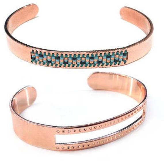 10%OFF Rose Gold Bracelet Cuff Base, multiple holes for Miyuki glass or gemstone beads, 10X58mm, Designer Quality - High Polished Finish 1pc