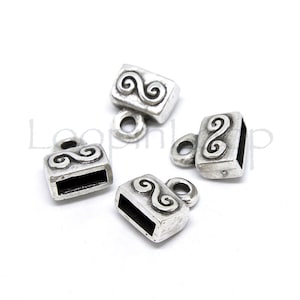 10%OFF, Flat cord ends, for 9mm cords, spiral wave, 9.5mm end caps, European quality Cord End, Antique Silver plated, for jewelry making