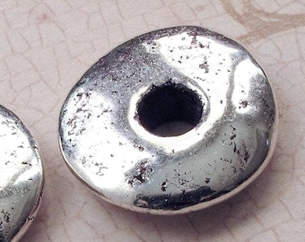 25mm Mykonos Metallized Ceramic Disc, Antique Silver, 1 inch Greek Donut Bead