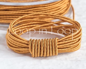 Coral Orange SILK cord 1.5 mm thick organic natural hand spun Wrapped Satin Cord polyester core Jewelry Supplies (3 feet)