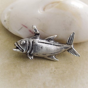 10%OFF, Large Fish Pendant, Greek Mykonos Metal Charm, Silver Plated, Beach, summer, for jewelry making, 1pc