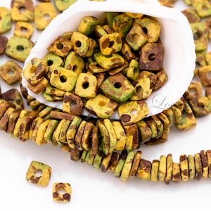 5mm Ceramic abstract chip beads, Gipsy Summer Yellow Mix, Mykonos Greek Beads, Tiny irregular spacers washers, jewelry making