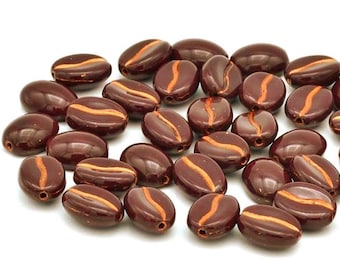 コーヒー豆チェコガラスビーズ：11 x 8 mm、15個 - Etsy 日本