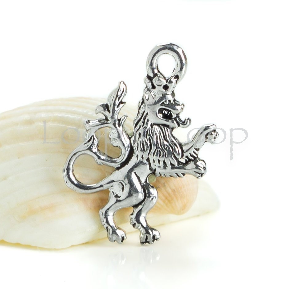 Lion Charms, Heraldic Scottish Tabernacle, Crown Leo, Silver