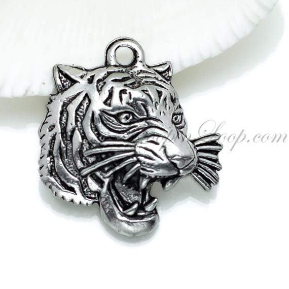 Silver Tiger Head Charm Roaring Tiger Charm Jungle Wild Animal Charm for Jewelry Making Made in USA 20mm Pick Qty Etsy Canada