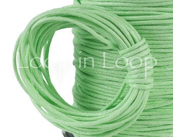 1mm Pale Mint Green Waxed Polished Cotton Cord Braided String, friendship bracelet Macrame Necklace High quality Beading Cord 30feet