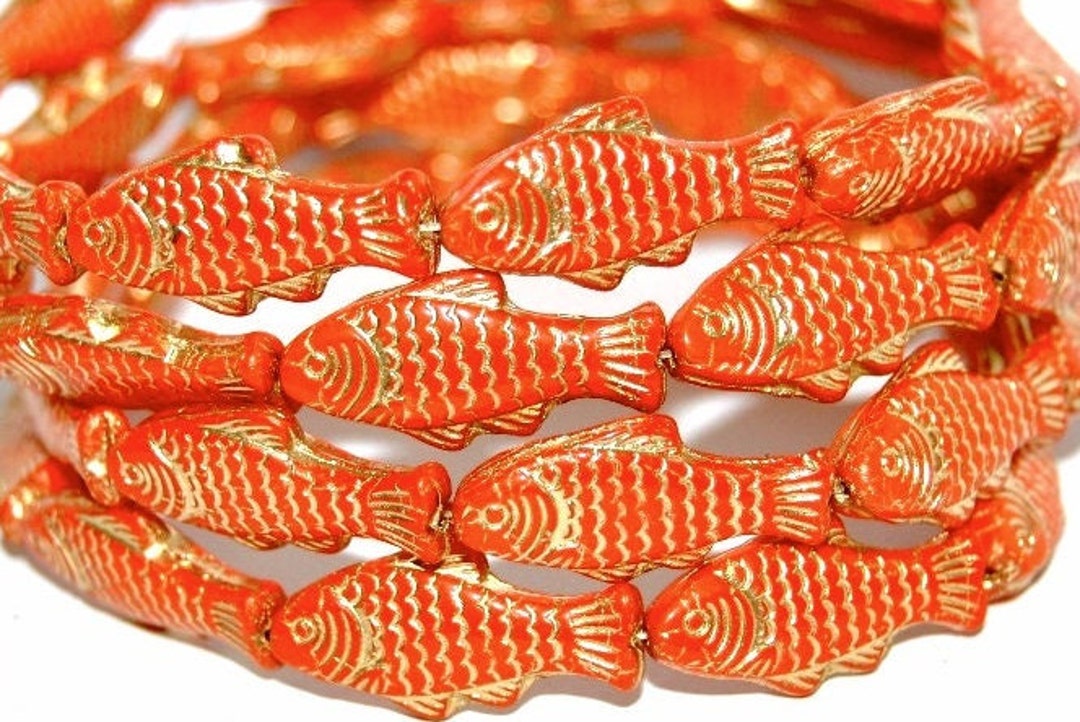 Glass Fish Beads 1 Inch Czech Glass Beads Tropical Beach Etsy