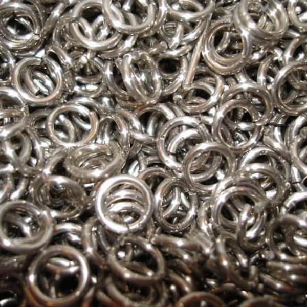 100+ Bright silver Aluminum Jump Ring, 5mm SawCut 16g 3/16" in. dia chainmail rings, chain mail Jumprings for Jewelry making