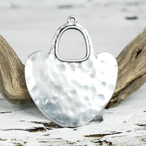 Ethnic hammered Pendant, Large tribal focal pendant, Antique Silver, made in Europe, for jewelry making, 40mm, pick qty