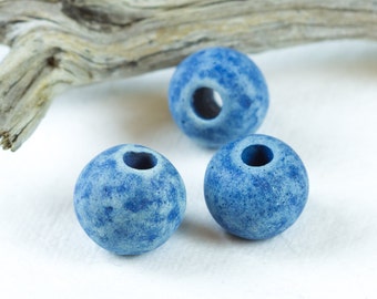 25%OFF, 8mm Mykonos Greek Ceramic Round Beads, denim blue jean color, rounds, Summer Jewelry making, DIY -6pcs