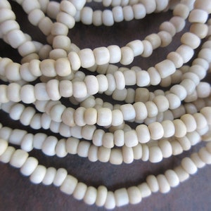 Off white African Glass seed beads, from Ghana, Rustic Rondelle, Tube Spacers, Boho, tribal, Jewelry making, 4x3mm, pick qty