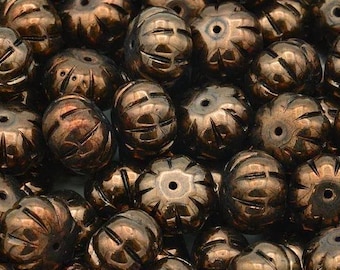 Cuentas de calabaza de cristal checo, bronce metálico, tonos marrones oscuros y cálidos, para hacer joyas, 8 x 11 mm