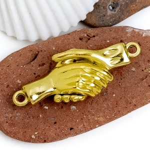 10%OFF, Handshake Clasp, 24K Gold plated magnetic clasps, hand in hand, Friendship shaking hands, for jewelry making