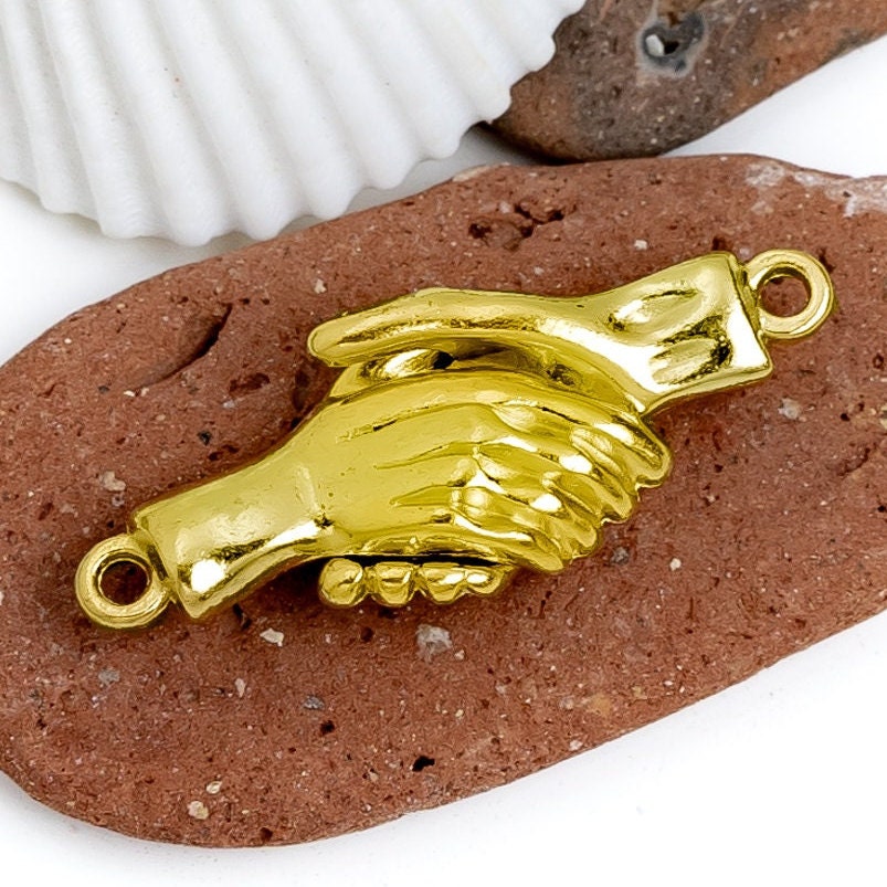 10%OFF, Handshake Clasp, 24K Gold plated magnetic clasps, hand in hand, Friendship shaking hands, for jewelry making