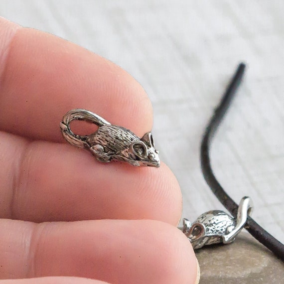Little Mouse Charm, Gold or Silver Animal charms, cute 3D tiny mice, earring charms, lead free Pewter, Made in USA, pick qty