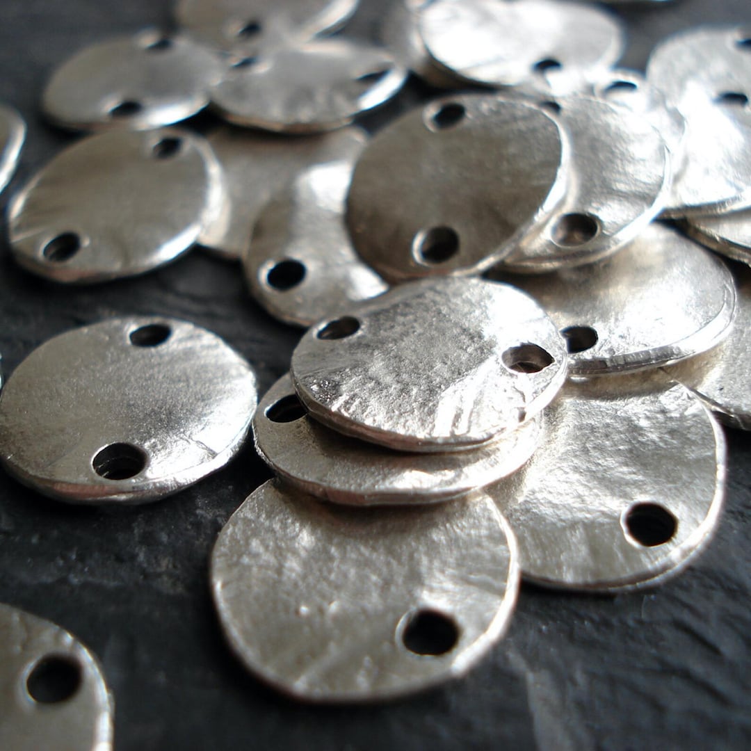 Mykonos Wavy Disk Connector, Hammered Coin Link, 15mm, Antique Silver ...