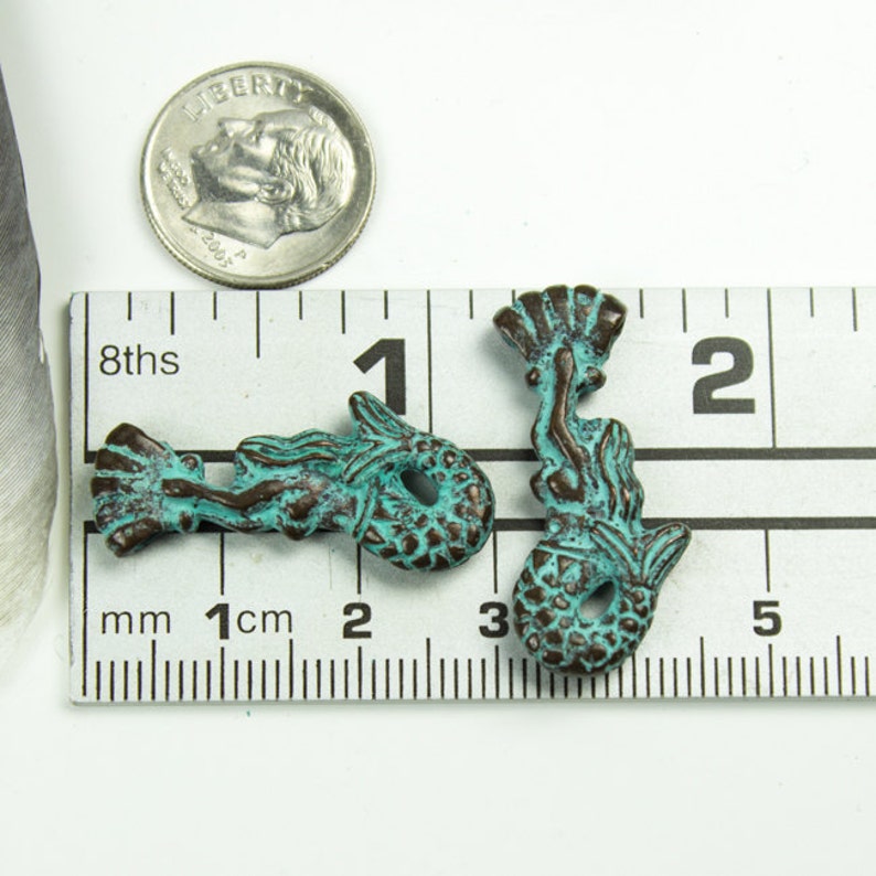 Lily Flower Leaf pendant Green Patina Copper Mykonos Beads Greek textured rustic Verdigris Charms European Metal Casting 25/%OFF