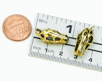 イエローカルサイト 恐竜 恐竜化石スカルチャーム、アンティークシルバー、TRexヘッド、自然史